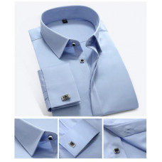 Mens Dress Shirts Luxury French Cuff With Cufflinks Business Formal Shirts Tops