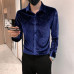 2023 Spring men's clothing simple casual slim fitting long sleeved velvet shirt