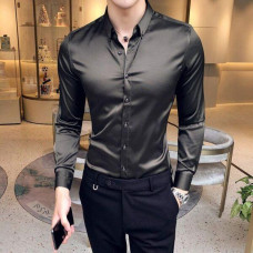 2023 Men's Shirt Long Sleeve Casual Fit Men's Dress Shirt Solid Formal Home