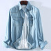 Mens Casual Washed Slim Fit Shirt Denim Pockets Long Sleeve Button Down Shirts