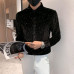 2023 Spring men's clothing simple casual slim fitting long sleeved velvet shirt