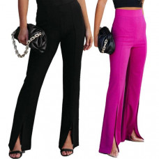 Women's Casual High Waist Flare Pants Elegant Split Bell Bottom Wide Leg Pants