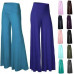 Women's Office Loose Stretch High Waist Wide Leg Long Pants Palazzo Trousers US