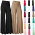 Women's Office Loose Stretch High Waist Wide Leg Long Pants Palazzo Trousers US