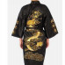 Silky Satin Robe Traditional Embroidery Dragon Kimono Bath Gown Loose Bathrobes