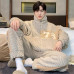 Men's Zipper Cardigan Pajamas Set Winter Plush Thickened Warm High Collar Pyjama