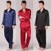 Men Silk Like Shirt and Pants Pyjama Pajamas Suit Dressing Gown Loungewear