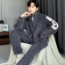 Men's Zipper Cardigan Pajamas Set Winter Plush Thickened Warm High Collar Pyjama