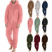 Men's Warm Furry Plush Long Sleeve Pajamas Casual Solid Zip Up Loose Jumpsuit