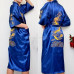 Silky Satin Robe Traditional Embroidery Dragon Kimono Bath Gown Loose Bathrobes