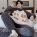 Men's Zipper Cardigan Pajamas Set Winter Plush Thickened Warm High Collar Pyjama