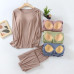 Modal Pants Solid Long Sleeve Top Sleepwear Women Lounge Inner Bra Pajamas Set