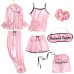 Women Pajamas Set 7 Pcs Satin Sleepwear Pijama Silk Home Wear Embroidery Sleep