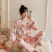 Women's Silk Satin Pajamas Set Long Sleeve Cute Print Sleepwear Loungewear Charm