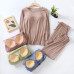 Modal Pants Solid Long Sleeve Top Sleepwear Women Lounge Inner Bra Pajamas Set