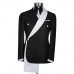 Fashion Groom Suit Black and White Color Blocking Suit Party Wedding Custom