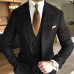 Fashion Men Suits Pin Striped 3 Pieces Wide Peak Lapel Business Wedding Tuxedos