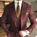 Fashion Men Suits Pin Striped 3 Pieces Wide Peak Lapel Business Wedding Tuxedos