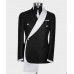 Fashion Groom Suit Black and White Color Blocking Suit Party Wedding Custom